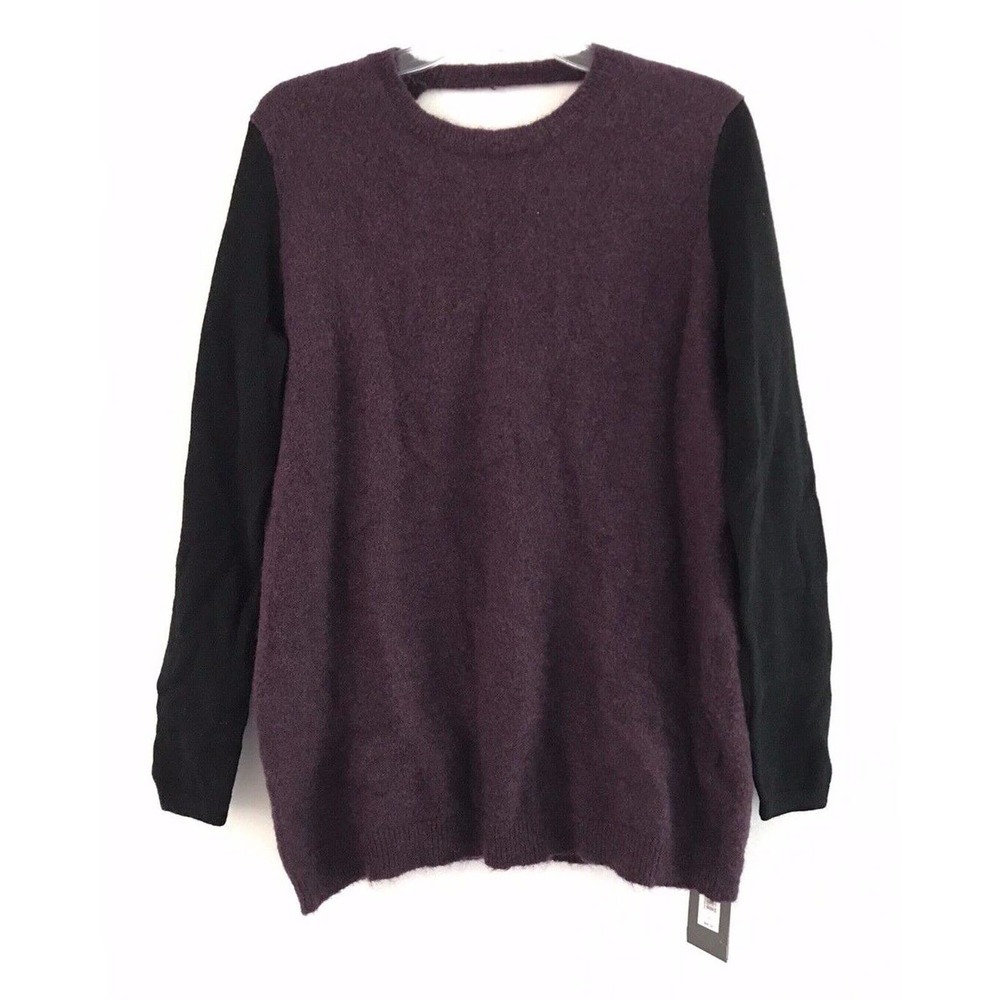 Armani Exchange | Open Back Mohair Wool Sweater Womens Size S Purple Colorblock